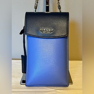 KATE SPADE Blue/Navy Leather Phone Wallet Crossbody - LIKE NEW
